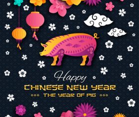 Happy chinese new year of the pig 2019 vector 05