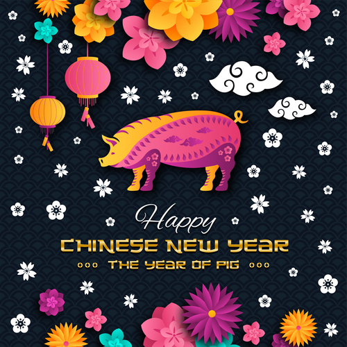 Happy chinese new year of the pig 2019 vector 05