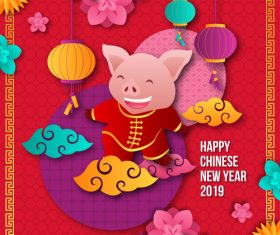 Happy chinese new year of the pig 2019 vector 06