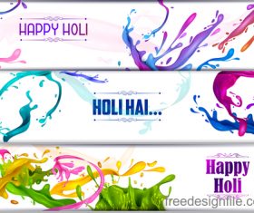 Happy holi banners vector template 01