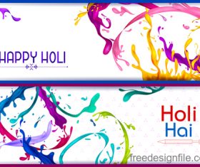 Happy holi banners vector template 02