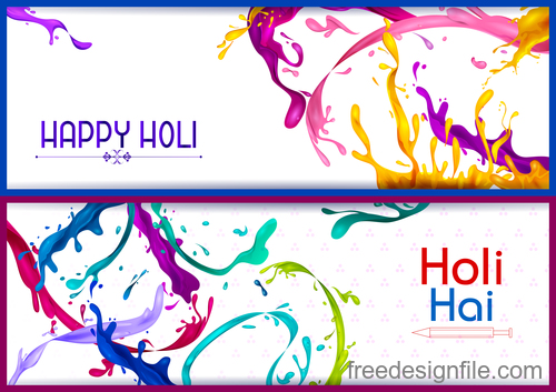 Happy holi banners vector template 02