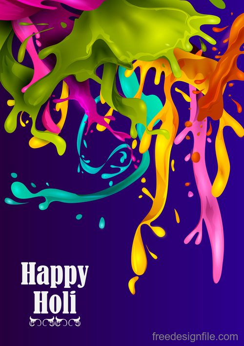 Happy holi festival colorful background vector 03