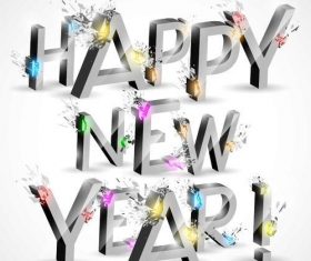 Happy new year 3D design vector