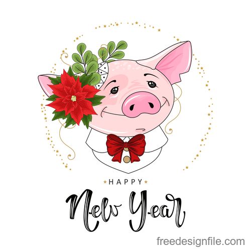 Happy new year of the pig vectors