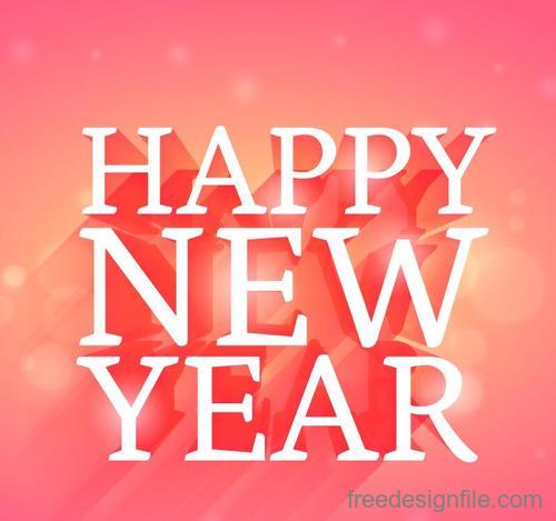 Happy new year pink background vector material