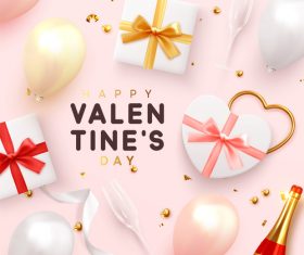 Happy valentines day card pink vector material 02