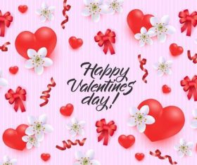 Happy valentines day card with red bows and heart vector