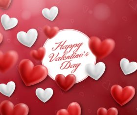 Heart shaped air balloons with valentines day card vectors 02