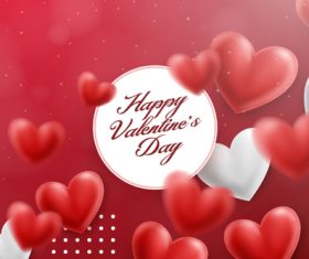Heart shaped air balloons with valentines day card vectors 03
