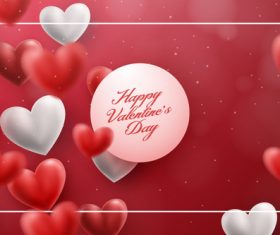 Heart shaped air balloons with valentines day card vectors 06