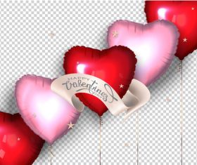Heart shaped red and pink air balloons vector