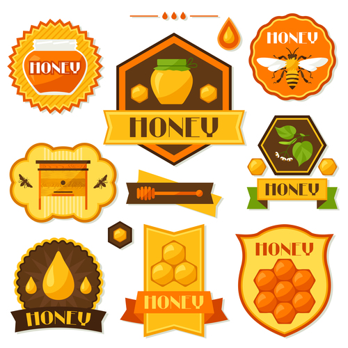 Honey emblems with badge design vector 01