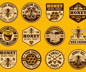 Honey emblems with badge design vector 02