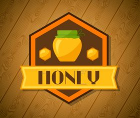Honey sign with wooden wall vector