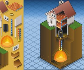 House geothermal 3D model vector 02