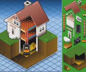 House geothermal 3D model vector 05
