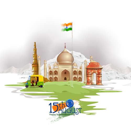 India independence day festvial design vector 02