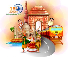 India independence day festvial design vector 03