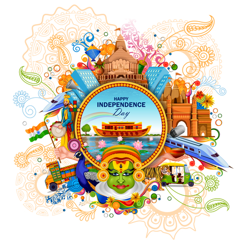 India independence day festvial design vector 06