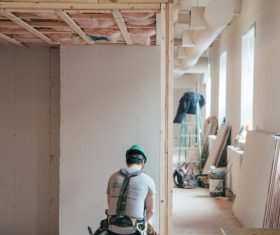 Interior decoration worker Stock Photo