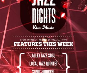 Jazz night poster template vectors 01