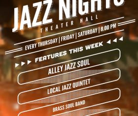 Jazz night poster template vectors 03