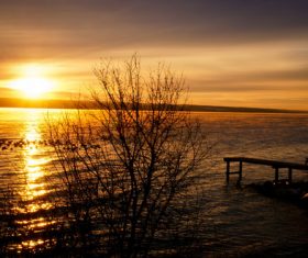 Lake at summer sunset Stock Photo