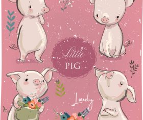 Little pig vintage design vector
