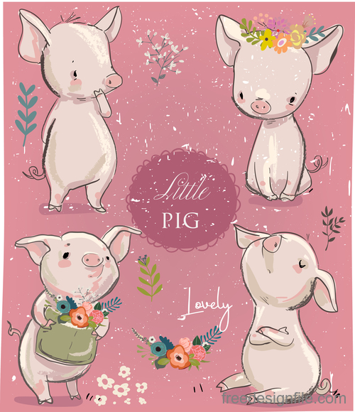 Little pig vintage design vector