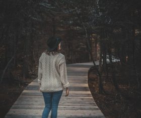 Lonely woman back shadow Stock Photo