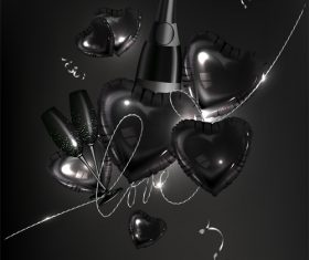 Love party invitation card with black Valentines Day deco objects vector