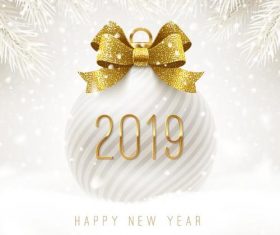 Luxury christmas ball with 2019 new year vectors