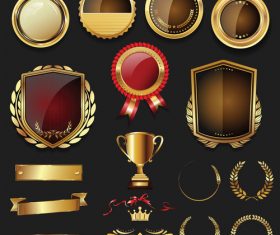 Luxury gold and silver labels retro vintage vector collection 01