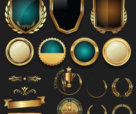 Luxury gold and silver labels retro vintage vector collection 02