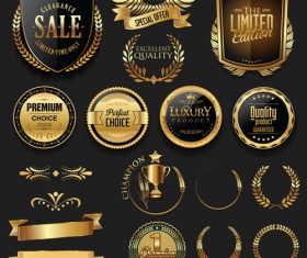 Luxury gold and silver labels retro vintage vector collection 03