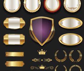 Luxury gold and silver labels retro vintage vector collection 04