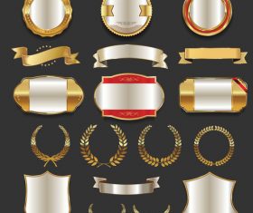 Luxury gold and silver labels retro vintage vector collection 05
