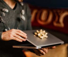 Man receiving a Christmas present Stock Photo 02