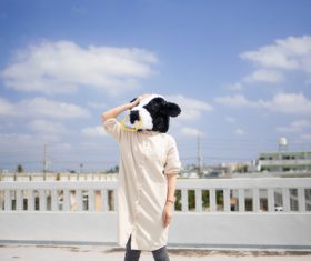 Man with a bull head mask Stock Photo 01