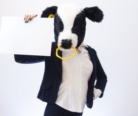 Man with a bull head mask Stock Photo 02