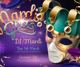 Mardi gras party poster template vector 01