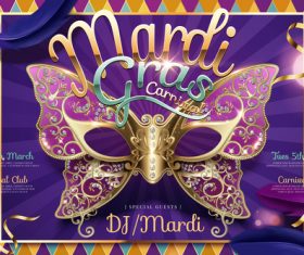 Mardi gras party poster template vector 02