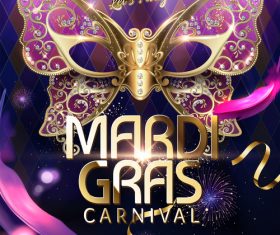 Mardi gras party poster template vector 03