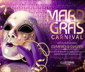 Mardi gras party poster template vector 04