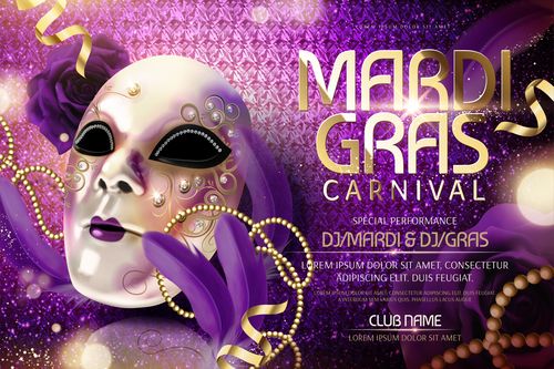 Mardi gras party poster template vector 04