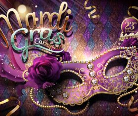 Mardi gras party poster template vector 05