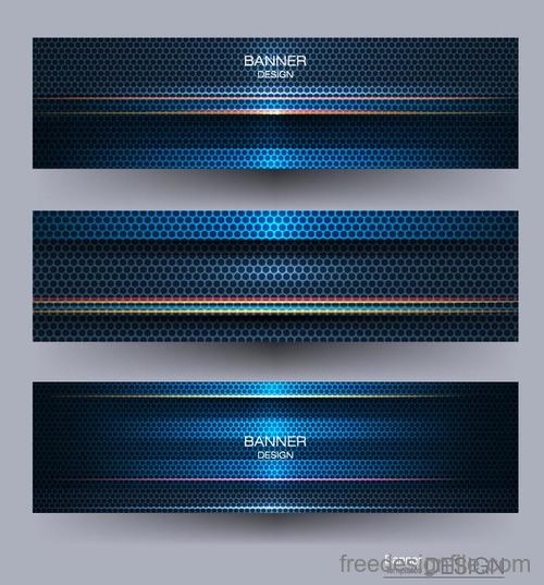 Metal banners template colored vector 01