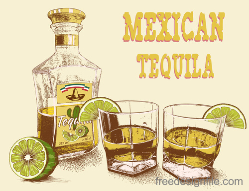 Mexican tequila vintage design vector 01