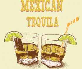Mexican tequila vintage design vector 03